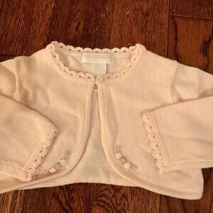 Janie and Jack Layette Girl 18 24 M Cropped Pink Cotton Cardigan Sweater Easter